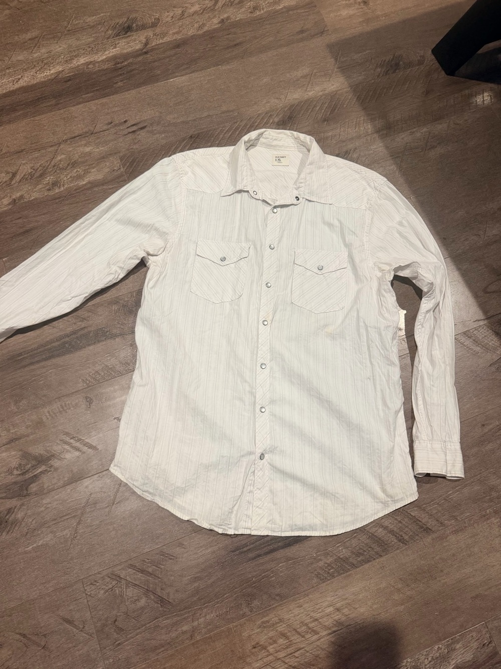 Old Navy White Pinstripe Long-Sleeve Button-Down Shirt